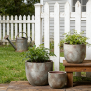 Large Wholesale Durable Eco-Friendly Cement Retro Design Flower Pots with Drainage Hole for Indoor/Outdoor Use