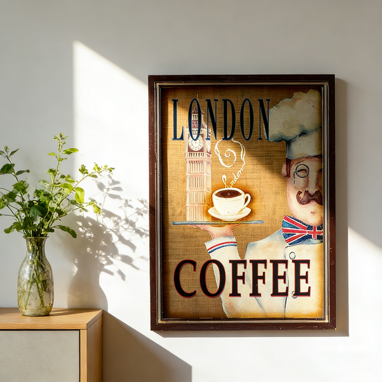 Vintage Decoration Wall Cafe Picture Frame Plaque Wholesale Antique Coffee Wooden Signs