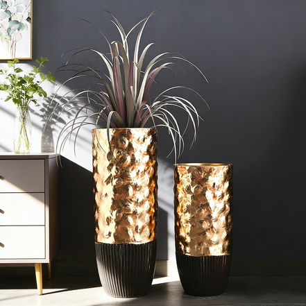 Luxuriöse schwarz-goldene Bodenvase für die Heimdekoration, 91 cm hohe, große Blumenvase