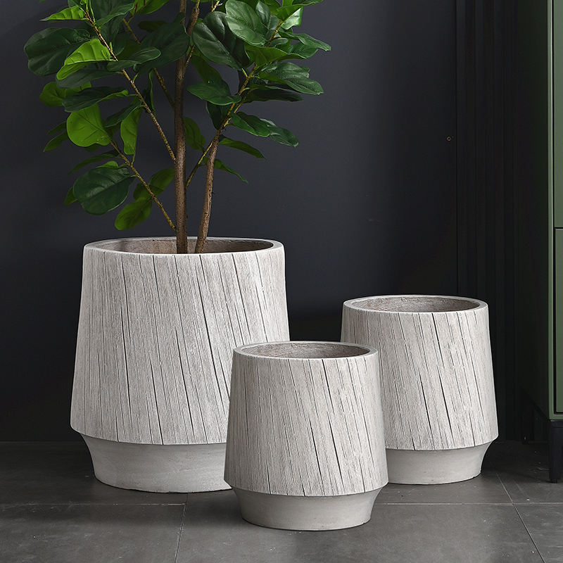 Dia 23/33/45cm Faser-Töpfe Großhandel Moderner Blumentopf Kreativer einfacher Tontopf Außen Innen Pflanzgefäß Groß Mittel Klein
