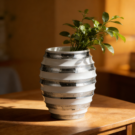 Heiß begehrter neuer Design glänzender weißer 2022 Fiberglas-Blumentopf zu Dekorationszwecken
