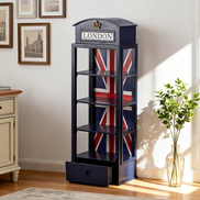 多功能手工环保4层木质收纳架家用仿古英国电话亭收纳柜