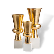 Modern Ceramic Floor Vase Set 3 Trumpet Shape Decorative Eco-friendly Durable Plant Fiber White Square Base Living Room Hotel