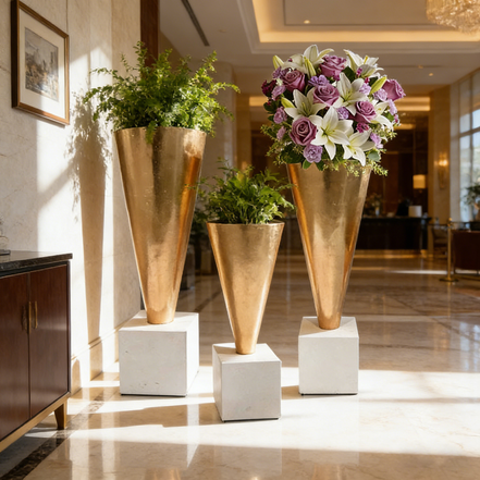 50/80/100厘米现代装饰小号花瓶婚礼中心白色和金色花瓶豪华玻璃纤维婚礼花瓶