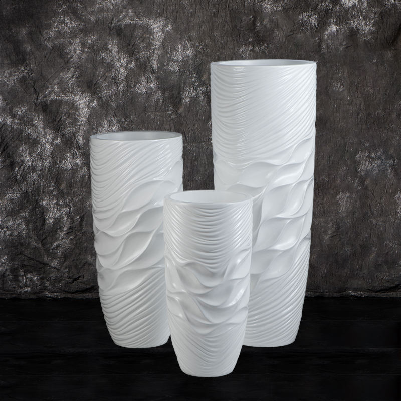 48 Zoll hohe Vase Wohndekoration 70 cm Fiberglas Innenpflanzgefäß 90 cm weiße Zylindervase große Vasen