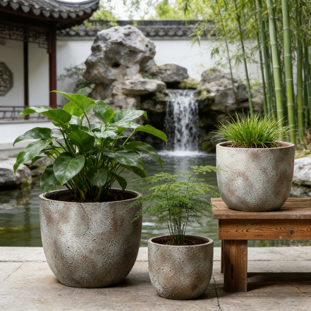 Large Wholesale Durable Eco-Friendly Cement Retro Design Flower Pots with Drainage Hole for Indoor/Outdoor Use
