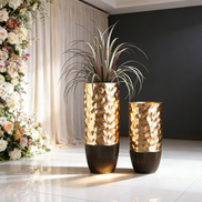 Luxuriöse schwarz-goldene Bodenvase für die Heimdekoration, 91 cm hohe, große Blumenvase