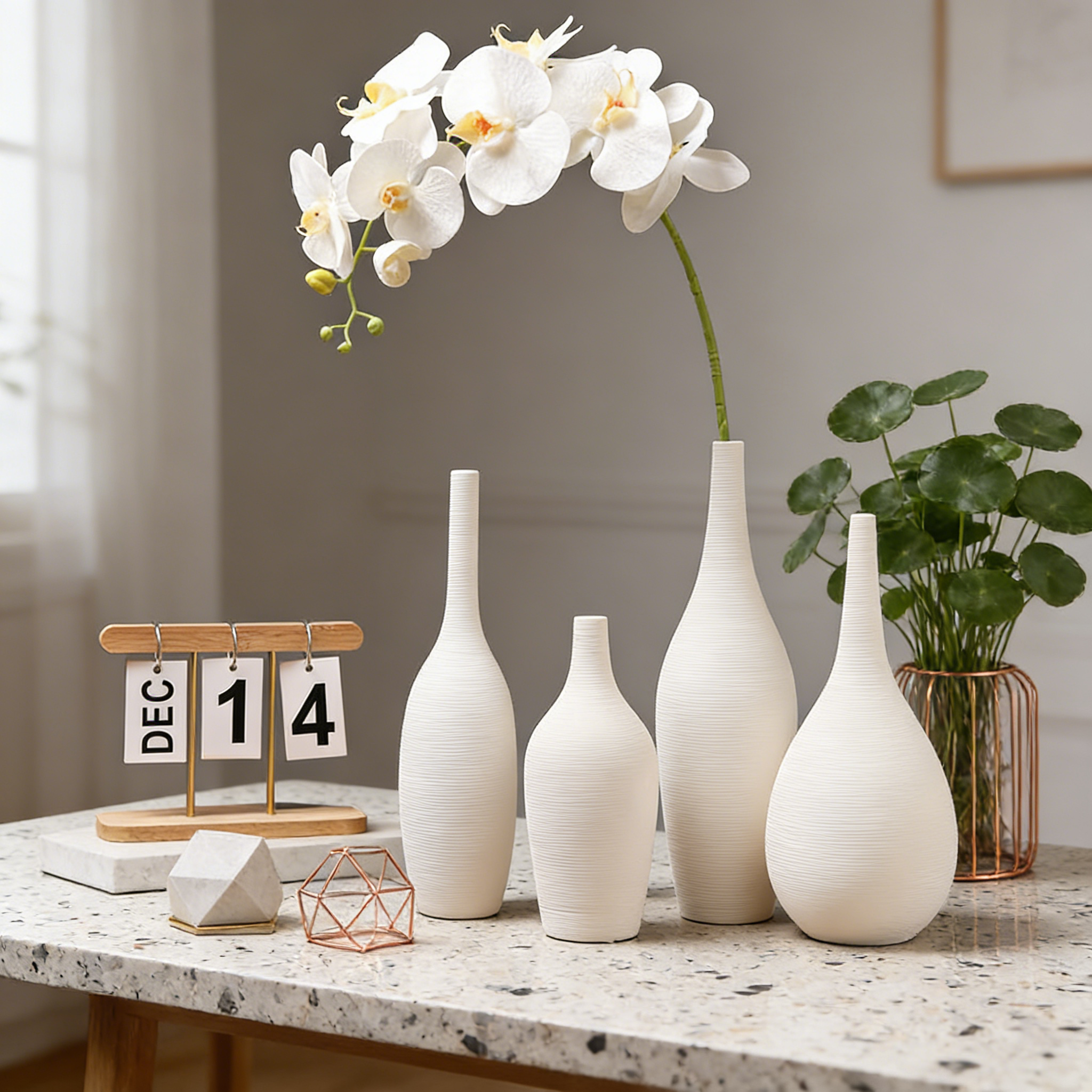 Modernes umweltfreundliches Keramik-Steingut-Vasen-Set – Dekorative Tischvase mit wasserfestem Design für Zuhause und Hochzeiten