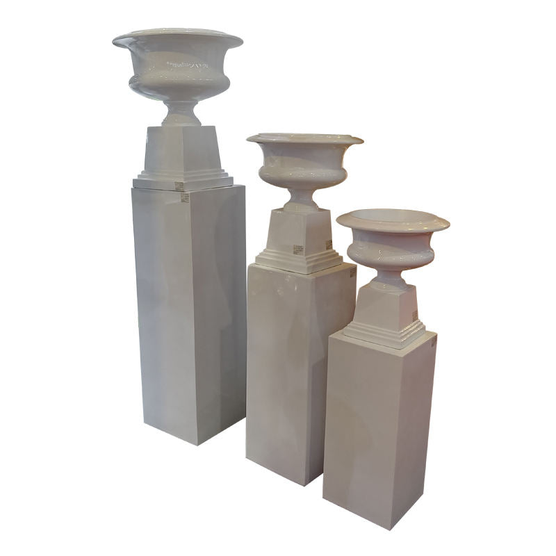 White Pedestal Stands for Flowers Home Wedding Party Rectangular Cylinder Fiberglass Plant Stand