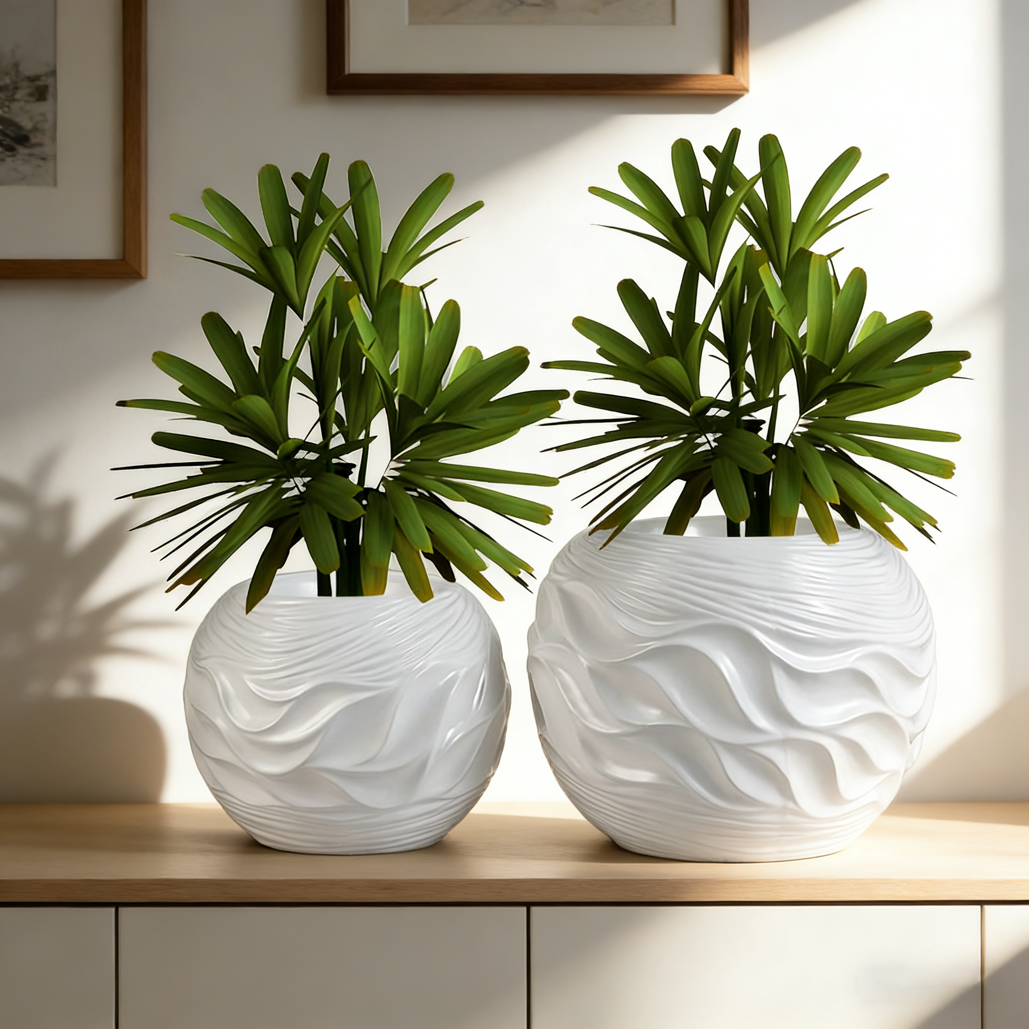 创意白色豪华花瓶室内现代球体玻璃纤维装饰花瓶