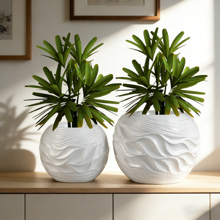 创意白色豪华花瓶室内现代球体玻璃纤维装饰花瓶