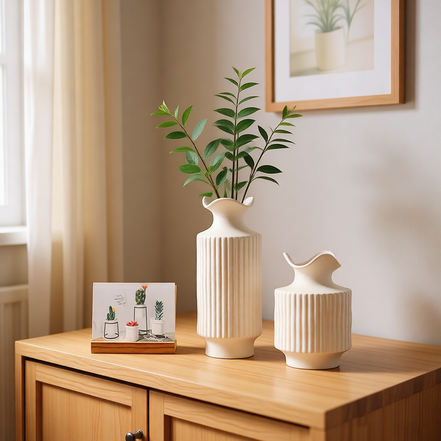 Großhandel Keramikvasen-Set Einfache Nordische Vase Blumendekoration Steingut Eckblumenvase
