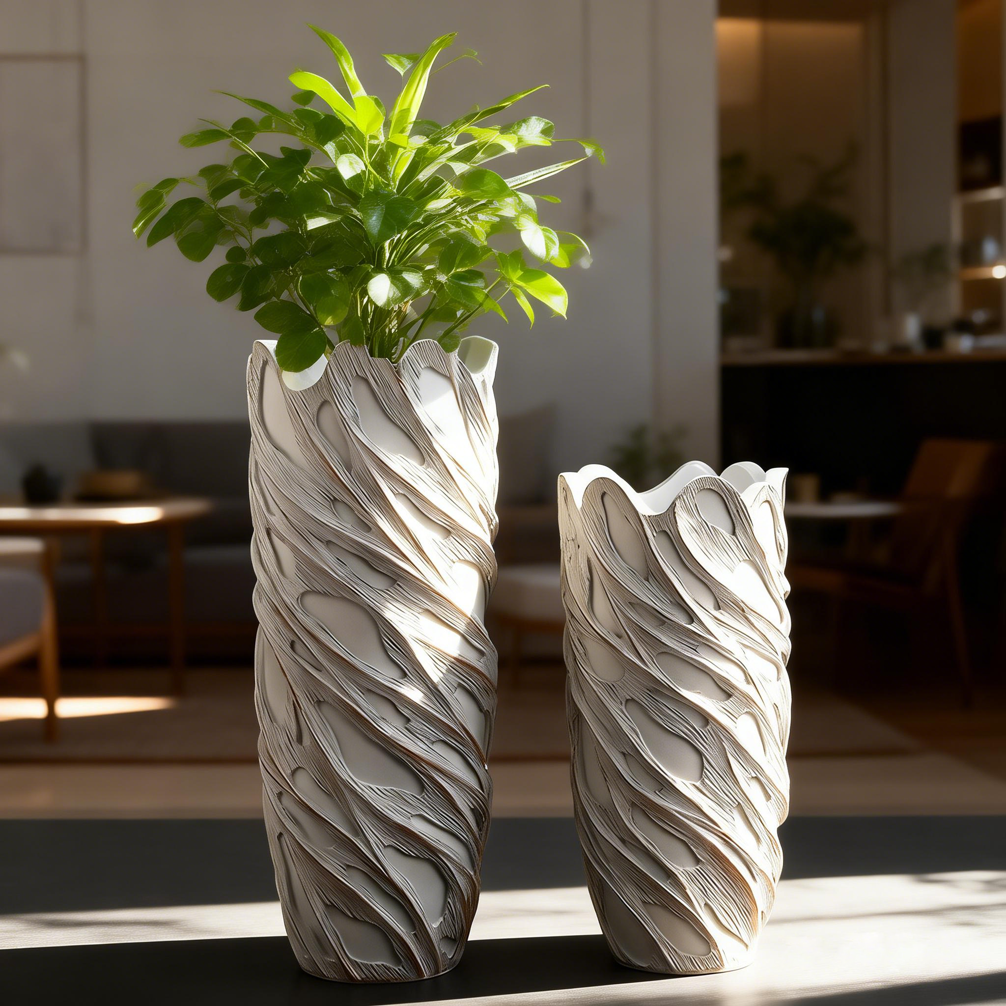 Fabrik Direktverkauf Bodenvase Große Sets Wohndekoration Haus Pflanzgefäß Antikweiß Fiberglas Große Bodenpflanzenvase