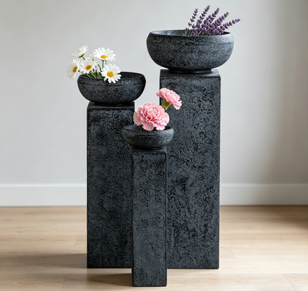 80/100/120cm Flowerpot Stand Clay Column Pedestal Home Garden Fiber Flower Pot with Stand