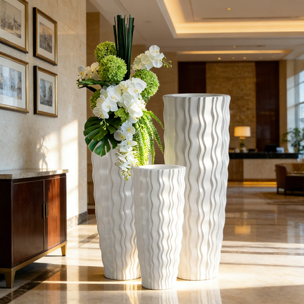 150cm große Vasen für Hotels, riesige Fiberglas-Pflanzgefäße, weiße Zylinder-Bodenvasen Dekoration Maison