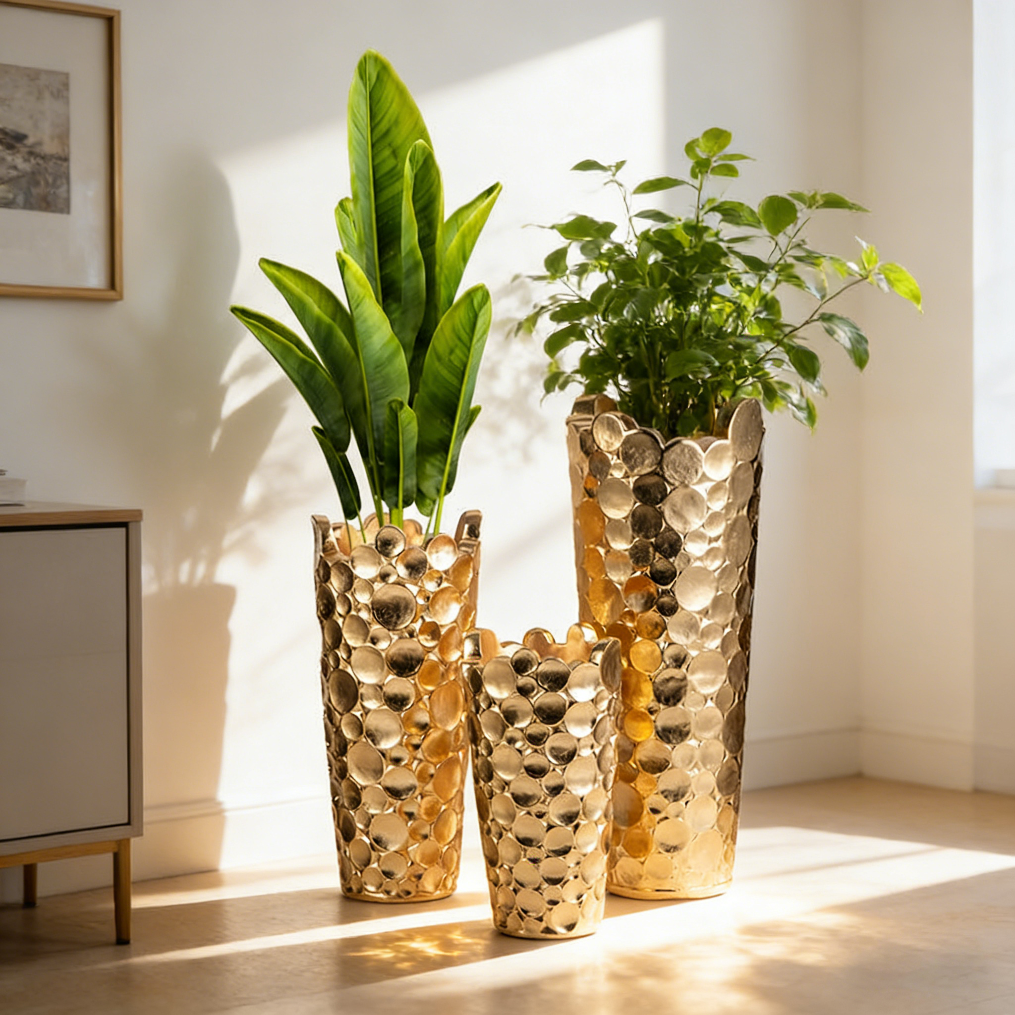 60/80/100cm Große Goldvasen für Blumen Heimdekoration Luxusvase Direkt ab Werk Hohe Bodenvase Gold