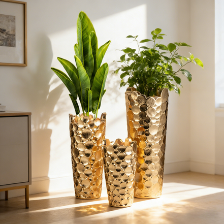 60/80/100cm Große Goldvasen für Blumen Heimdekoration Luxusvase Direkt ab Werk Hohe Bodenvase Gold