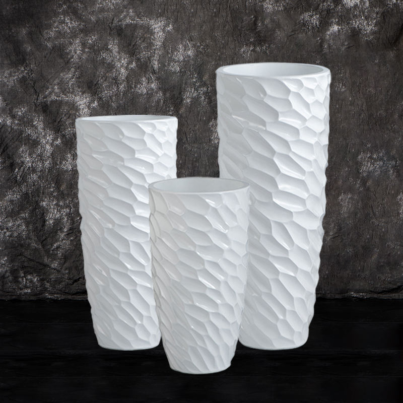 48 Zoll hohe Vase Wohndekoration 70 cm Fiberglas Innenpflanzgefäß 90 cm weiße Zylindervase große Vasen