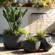 Blumentopf aus Ton, schlichtes Design, für Zuhause, Großhandel, große Pflanzgefäße aus Faserverbundstoff, Pflanztöpfe für drinnen und draußen