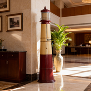 仿古灯塔木制储物柜带灯7层手工环保耐用地板储物架和支架