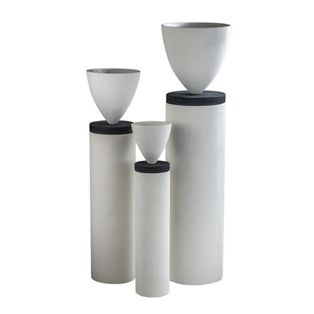 White Pedestal Stands for Flowers Home Wedding Party Rectangular Cylinder Fiberglass Plant Stand