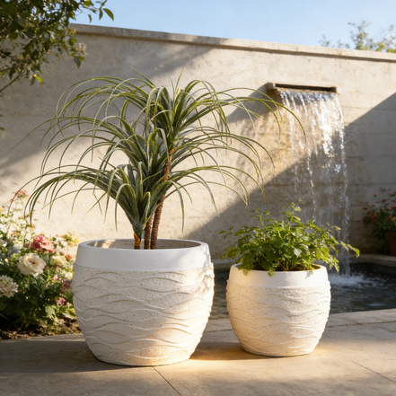 Multi-Purpose Large Durable Eco-Friendly Fiber Clay Planters for Indoor/Outdoor Home & Garden Use