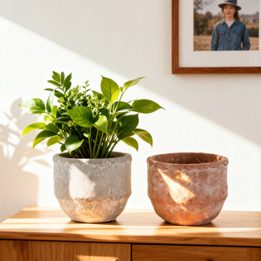 Zement Beton Umweltfreundlich Langlebig Blumentöpfe Garten Großhandel Modern Kreativ Einfach Sukkulenten Innen Außen Pflanztöpfe
