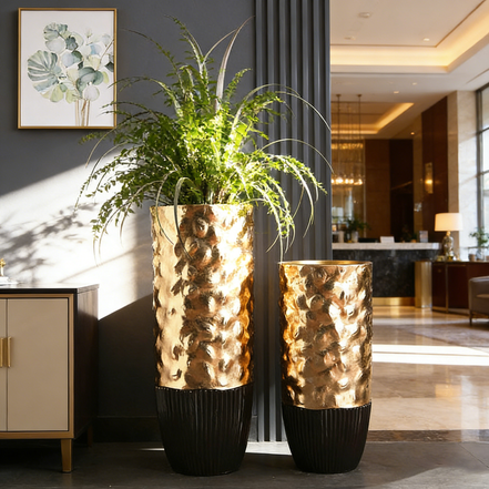 Luxuriöse schwarz-goldene Bodenvase für die Heimdekoration, 91 cm hohe, große Blumenvase