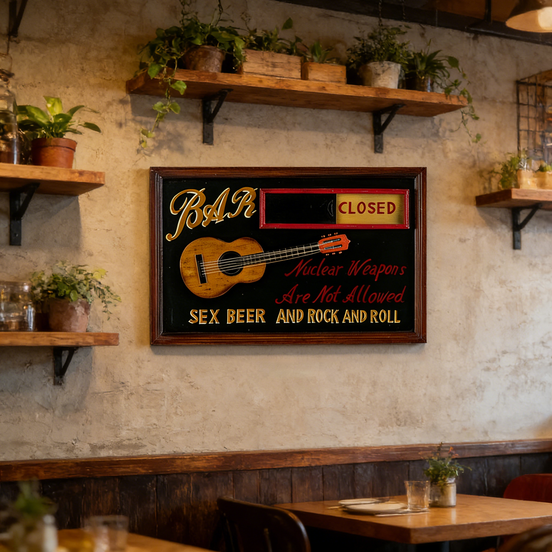 Vintage Nightclub Wall Decoration Personalized Open Close Wood Sign for Bar Pub Antique Wooden Plaque