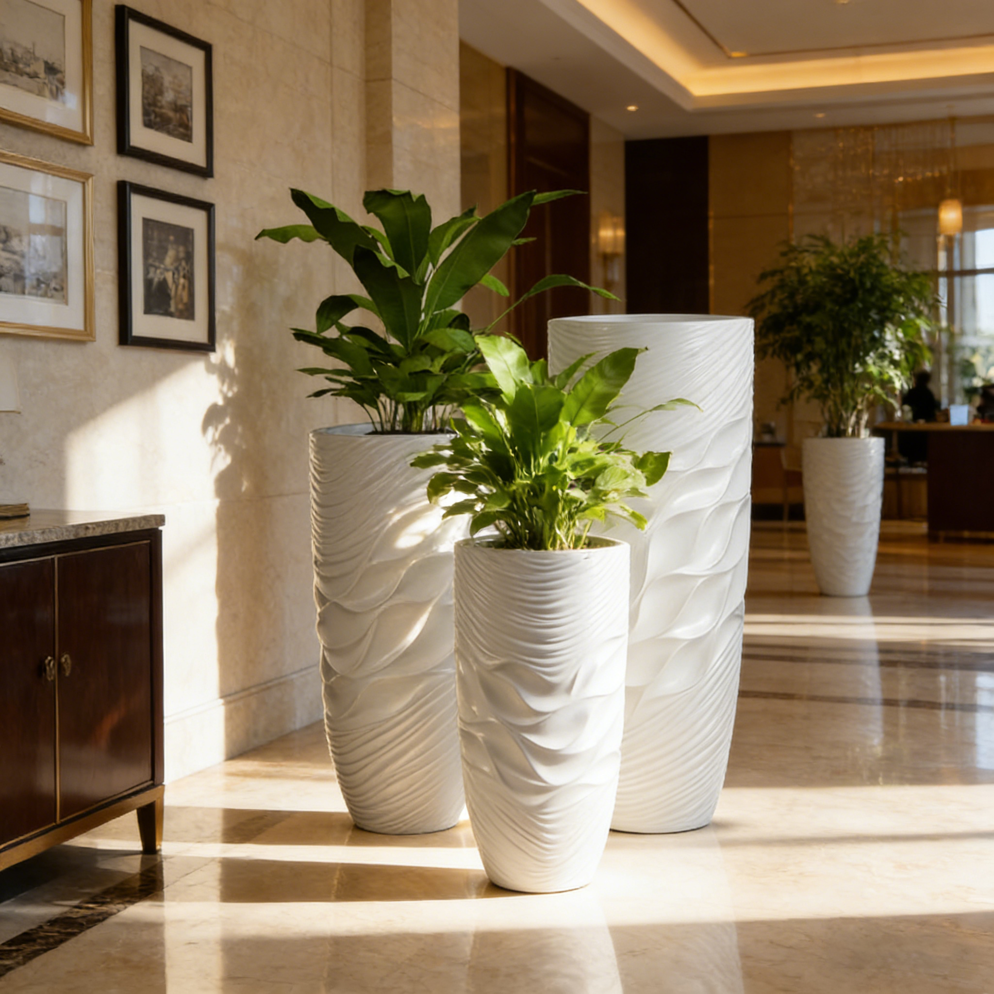 70/90/120cm große Bodenvase für die Heimdekoration, Fabrikzufuhr Fiberglas Bodenvase, große dekorative weiße moderne Vase