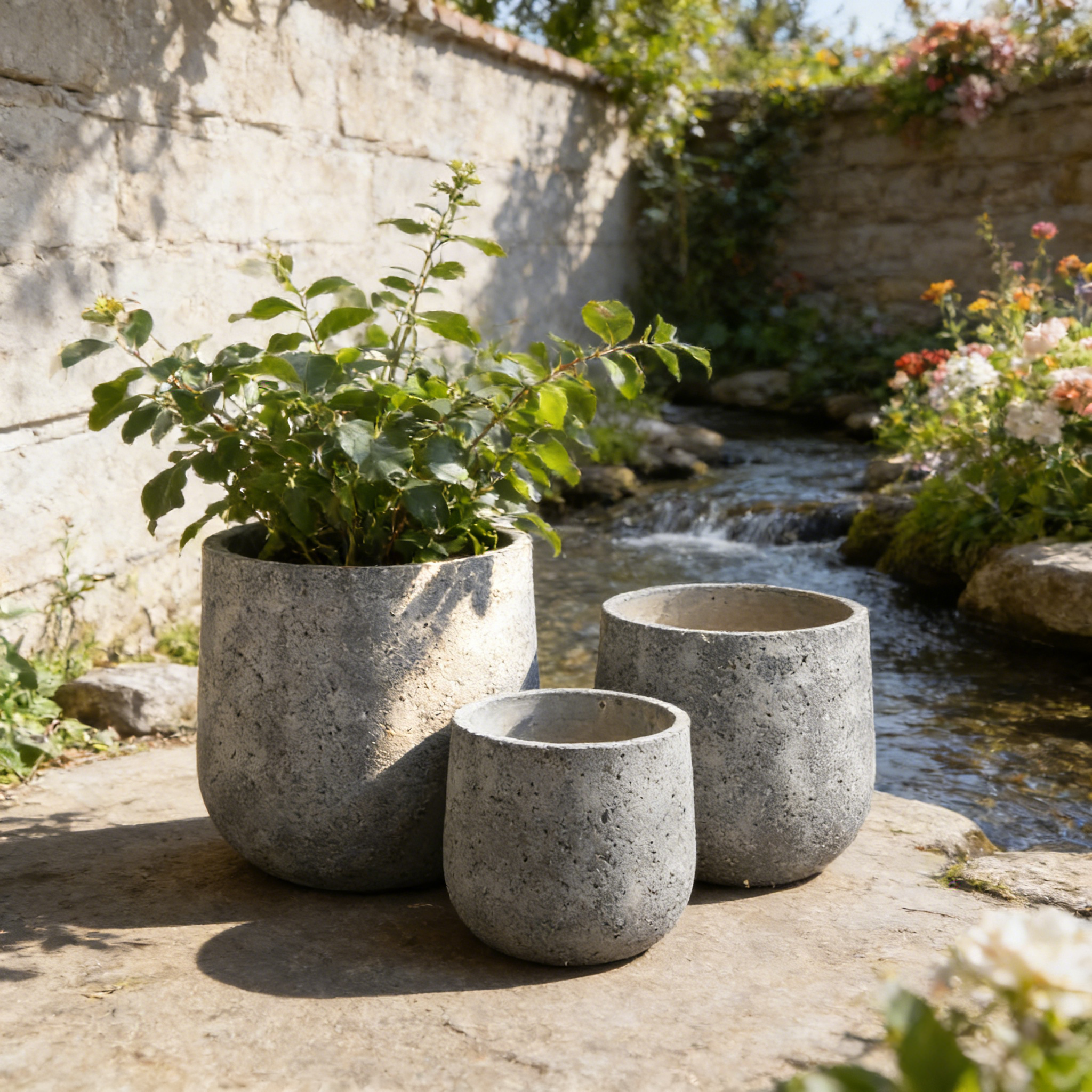 Custom Indoor Flower Pots Big Size Durable Fiber Clay Planters Large Outdoor Garden Pots & Planters