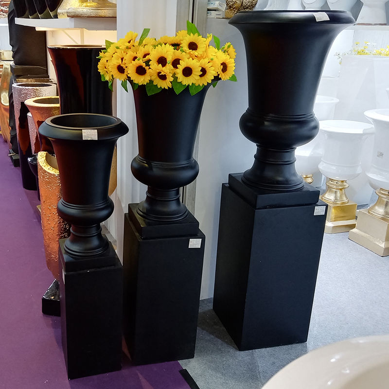 White Pedestal Stands for Flowers Home Wedding Party Rectangular Cylinder Fiberglass Plant Stand