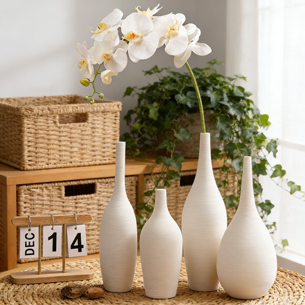 Modernes umweltfreundliches Keramik-Steingut-Vasen-Set – Dekorative Tischvase mit wasserfestem Design für Zuhause und Hochzeiten