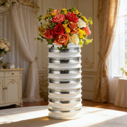 Weiß-silberne Vasen Deko Hochzeit Herzstücke für Hochzeitstisch Individueller Blumentopf
