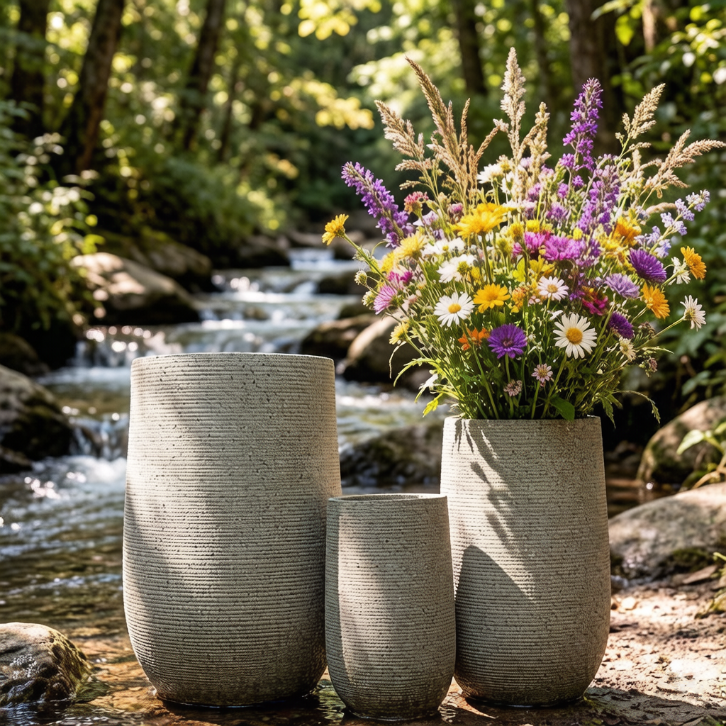 Tall Planter Indoor Modern Planters Large Outdoor Garden Pots Factory Wholesale Fiber Clay Flower Pots