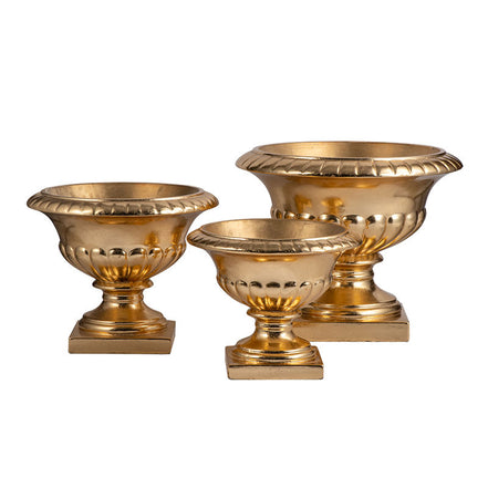 Einzigartiges Design Goldene Hochzeitsvase Innenbereich Gold Fiberglas Heimdeko-Vase
