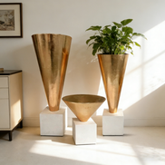 50/80/100厘米现代装饰小号花瓶婚礼中心白色和金色花瓶豪华玻璃纤维婚礼花瓶