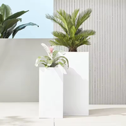 60cm Modern Square Fiberglass Tall Floor Vase Planter Decorative