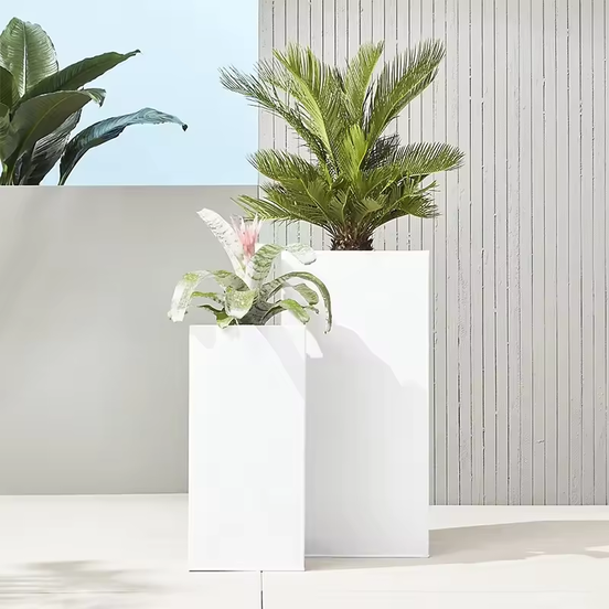 60cm Modern Square Fiberglass Tall Floor Vase Planter Decorative
