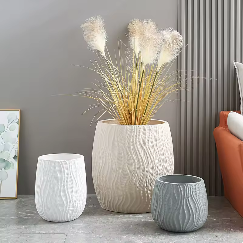 Eco-friendly Clay Pot for Plants Simple Planter Pots Wholesale Large Outdoor Indoor Fiber Plant Pots