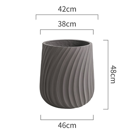 Großhandel 48cm hohe, tonnenförmige, umweltfreundliche Pflanztöpfe für den Innen- und Außenbereich aus grauem Faserlehm für Haus & Garten