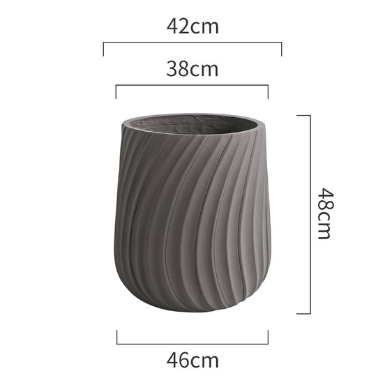 Wholesale 48cm Tall Barrel Shape Eco-friendly Indoor Outdoor Plant Pots Grey Fiber Clay Home & Garden