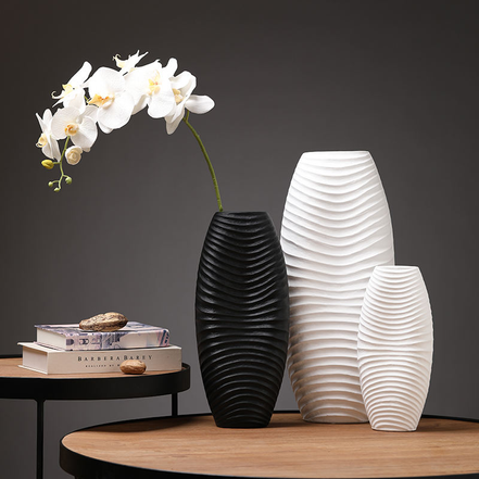 Einzigartige Blumenvase Weiß Keramik Dekorative Vasen für die Heimdekoration Schwarz Steinzeug Kreative Vasen