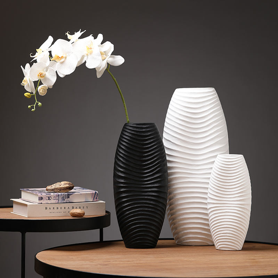 Einzigartige Blumenvase Weiß Keramik Dekorative Vasen für die Heimdekoration Schwarz Steinzeug Kreative Vasen