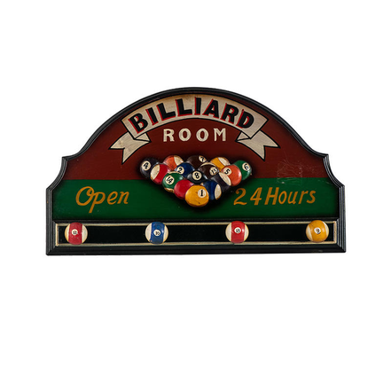 Personalized Painted Eco-Friendly Durable Billiard Wall Hanging Signs Hooks for Bags Coats Antique Wood Plaque Home Decoration