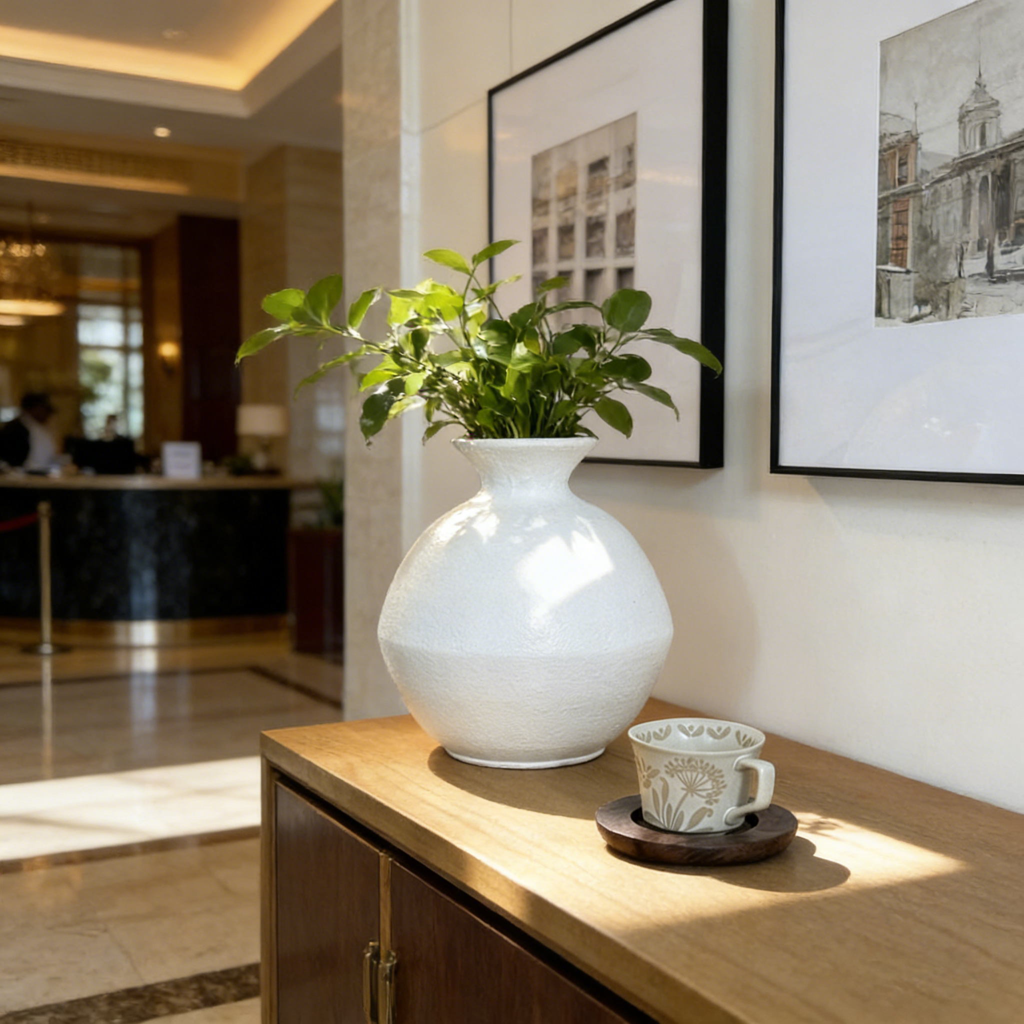 新款乡村罐子花瓶哑光白色装饰花瓶小纤维粘土花花瓶