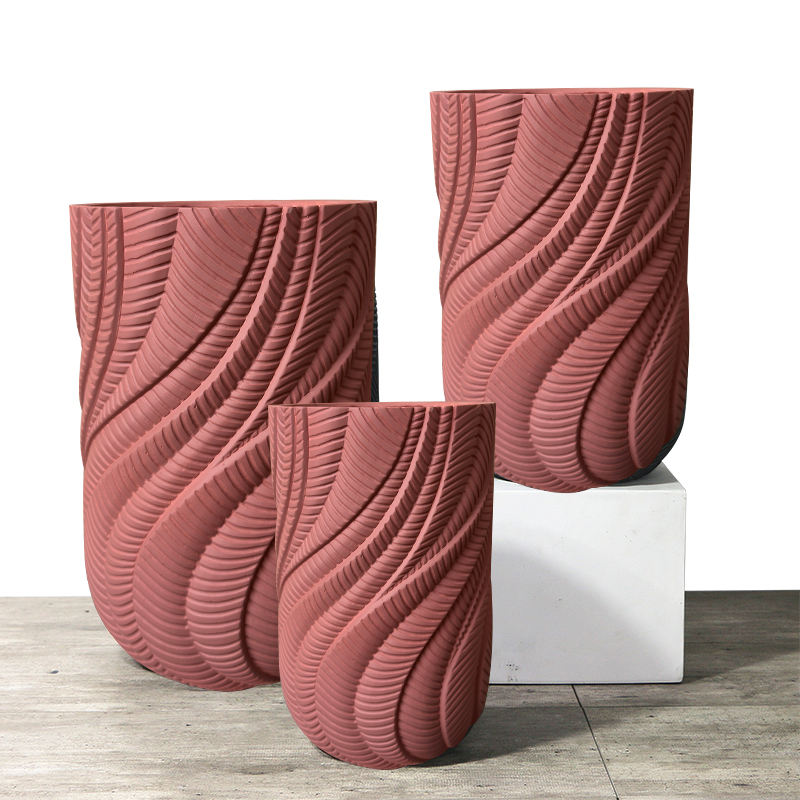 33/44/56cm Hoher Weißer Blumenkübel Großhandel Moderne Blumentöpfe Outdoor Indoor Pflanztöpfe Fiber Clay Große Pflanztöpfe