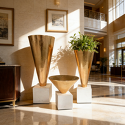 50/80/100厘米现代装饰小号花瓶婚礼中心白色和金色花瓶豪华玻璃纤维婚礼花瓶