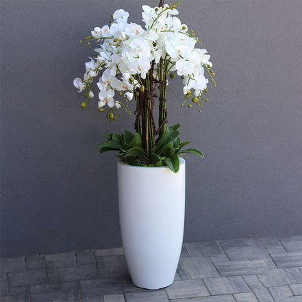 Hochzeits-Blumenarrangements, Tischdekorationen, 140 cm große weiße Trompetenbodenvasen, Tafelaufsätze