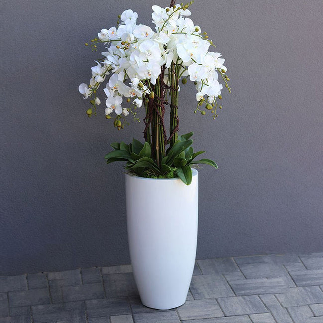 Hochzeits-Blumenarrangements, Tischdekorationen, 140 cm große weiße Trompetenbodenvasen, Tafelaufsätze